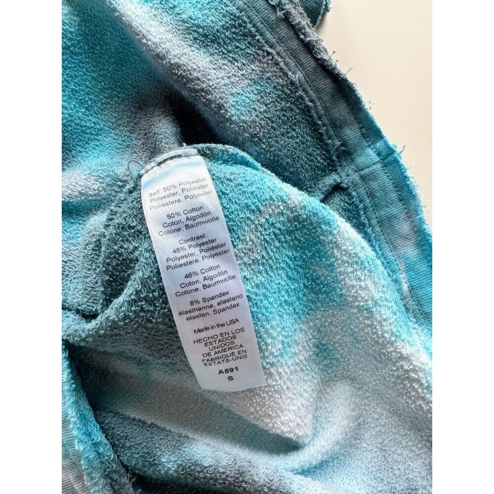 MICHAEL STARS Ariana Blue Tie Dye Cotton Terry Ruffled Sweatshirt Top, Size S - Picture 12 of 13